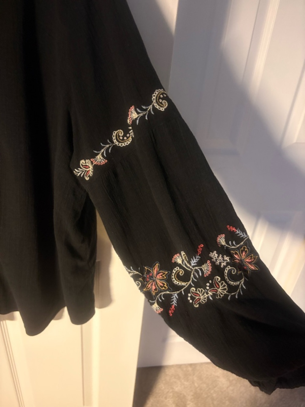 J. Jill Black Embroidered Blouse - Picture 6 of 7